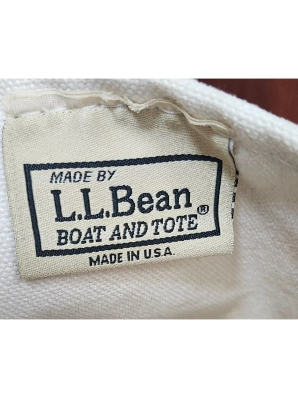L.L.Bean Boat and Tote Canvas Bag Navy Natural Monogram A Made in USA
